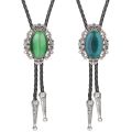 Bolo tie Western Cowboy Opal Rodeo Leather Necktie. 