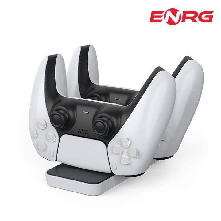 Energy - ENRG Dual Horizontal Charging Stand for PlayStation 5 Station Sony PS5 Controller White