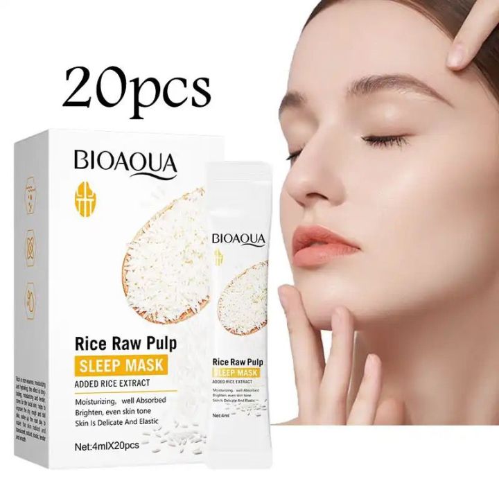 Bioaqua Rice Raw Pulp Moisturizing Brightening Sleeping Mask (4ml X ...