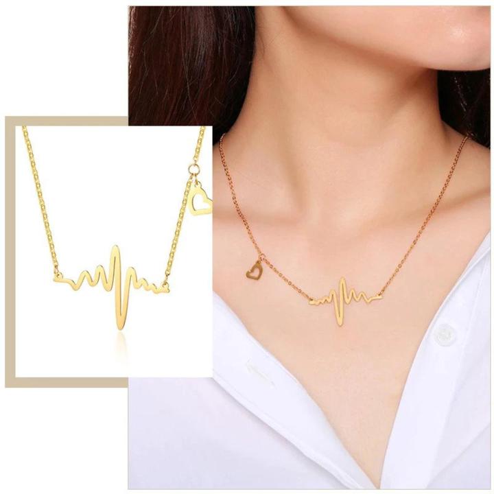 Stainless Steel Nurse Doctor Heart Stethoscope EKG Heartbeat Necklace