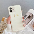 Korea Personalise Name Letters Leather PU Soft Phone Case For iPhone 13 12 11 Pro X XS Max XR 7 8 Plus Luxury Plain Back Cover. 