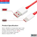 Dash Charge Type C Cable for One Plus 5,5T,6,6T & 7 Red. 