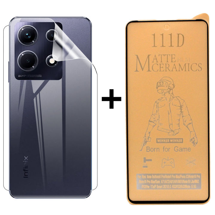 Infinix Note 30 Matte Glass Protector Ceramic Glass + Back Protector Transparent Hydrogel Soft Film jell Protection For Infinix Note 30