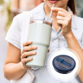 Quasar 40oz Cup Replacement Lid 40oz Tumbler Flip Straw Lid Replacement Leak-proof Splash Resistant Cover for Cup Bpa-free Glass Lid with Folding Straw Reusable Durable Reusable Flip Lid for Everyday Use. 