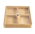 Techmanistan 4/6 Compartments Bamboo Wooden Tray With Transparent Lid, Bamboo Wooden Divided Serving Tray with Clear Acrylic Lid Dried Fruit Storage Box 4 Grid Nuts Platter, Multiple Compartments Serving Tray, Multifunction Snack Storage Container. 