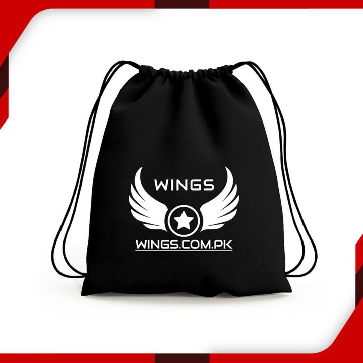WINGS Drawstring Carry Bag Sack Bag Gym Bag Sports Bag Laptop Bag University College School Bag for Men & Women