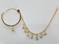 ASIAN    Nonpierced Nath Chain Pierced Nose Ring Bridal Nath Nose Pins - Golden Nathiya - Naak Patti - Non-Pierced Bahubali Nosering. 