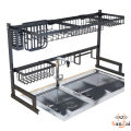 Over The Sink Dish Drying Rack with Fruit Basket Kitchen Counter Bowl Fork Cup Spoon Dish Drainer Dishrack Matte Black. 
