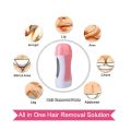 3 in 1 depilatory wax heater machine with roll on wax refill and waxing strips for body and face hair removal, 3 in 1 wax machine for women and man, waxing machine with hot wax and depilatory wax paper, depilatory roll on wax heater. 