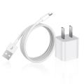Mini USB Wall Charger - 1 AMP Adapter for I-Products/Android- EU Plug With USB Lightning Charging Cable-White. 
