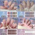 14Tips Semi Cured Gel Nail Stickers Waterproof Foil Self-Adhesive Gel Full Nail Wraps Glittering Simple Gel Nail Polish Strips DIY NAil Art Making. 