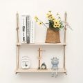 Wall Hanging shelf original wood 1 2 3 & 4 Tier Rope Hanging Shelf Wall Hanging Shelf, , Decorative piece By Padini Collection. 