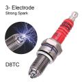 3Pcs Spark Plug A7Tc, Triple Electrode for Gy6 50 Cc 70Cc 90 Cc 110Cc 125 Cc 150Cc & 3Pcs D8Tc 3 Electrode Spark Plug, Racing Spark Plug. 