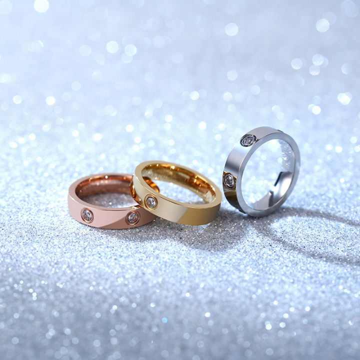 Famous Brand Designer Fashion Rings for Women men 6 diamond Stainless ...