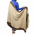 Acro Woolen beige Color Kashmiri 4 Border Shawl / Dupatta For Her / Stole for Women. 