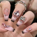 24cs ink ails Y2 ress on ails ig Sparkly hinestone esigns la French ips False ails for Women y2k s. 