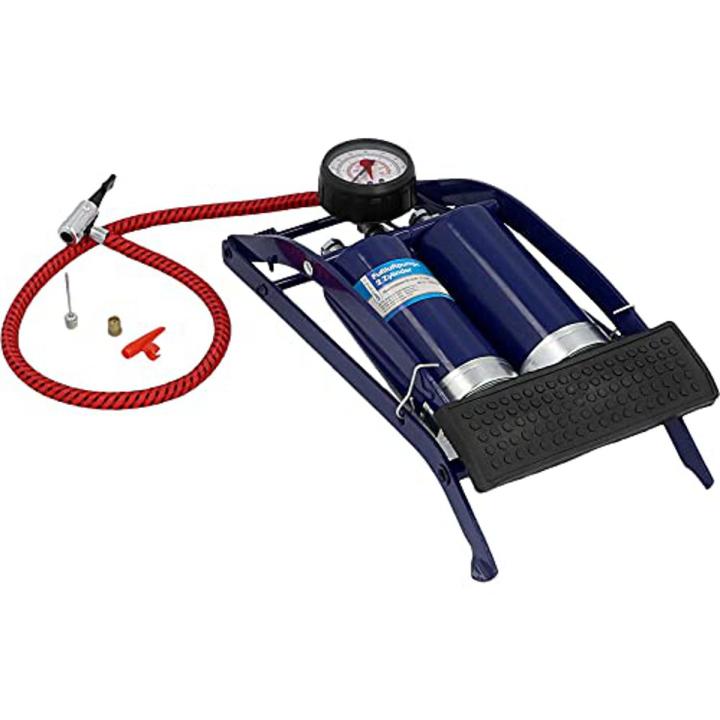 Double Cylinder Portable Foot Pump Air Tyre Inflator with Pressure