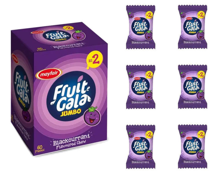 Fruit Gala chew candy Blackcurrant flavour 100 pcs box