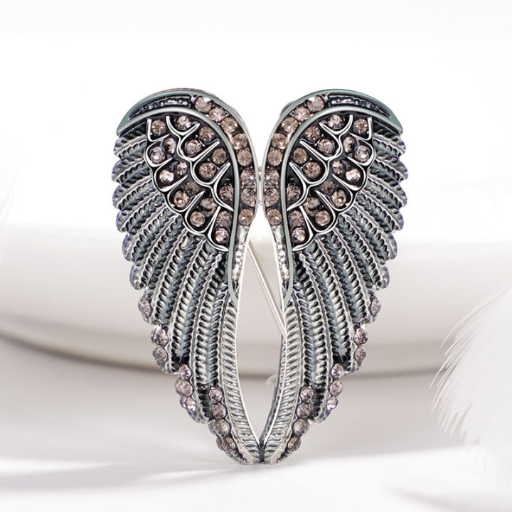 【Beiver Jewelry Store】Fashion Rhinestone Angel Wings Brooches Men And Women Coat Jewelry Accessories Trend Brooch