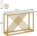 Tribesigns 42.5 Inches White Console Table, Modern Gold Sofa Table, Narrow Entryway Table with Metal Frame for Living Room, Hallway, Entryway, White & Gold. 