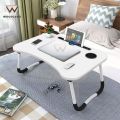 Wood Land Wooden Gaming Laptop Table For Bed Foldable Stand Ergonomic Portable Drawing Notebook Reading Food Breakfast Serving With Inbuild Tablet And Cup Holder Slots Couch Black Brown Pink Yellow Green White Blue. 