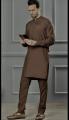 Mehandi Brown Stitched Kurta Pajama for Men: A Subtle and Elegant Traditional Attire. 