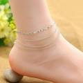 Women's 4 Layers Rhinestone Beads Sandal Beach Anklet Ankle Chain Foot Jewelry. 