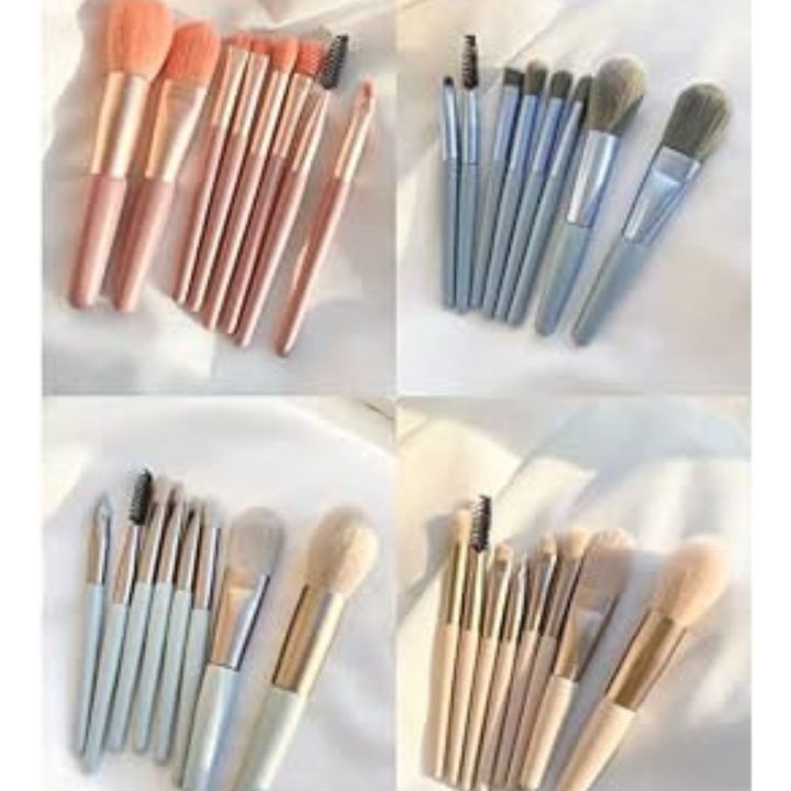8Pcs Travel Makeup Brush Set with Transparent Bag