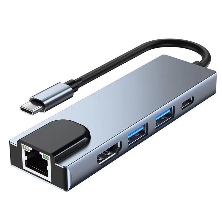 AXOTIC USB C Hub 5 in 1 Type C Hub with 4K HDMI Port, Ethernet  RJ45 Port, USB-C Delivery, USB-A Ports