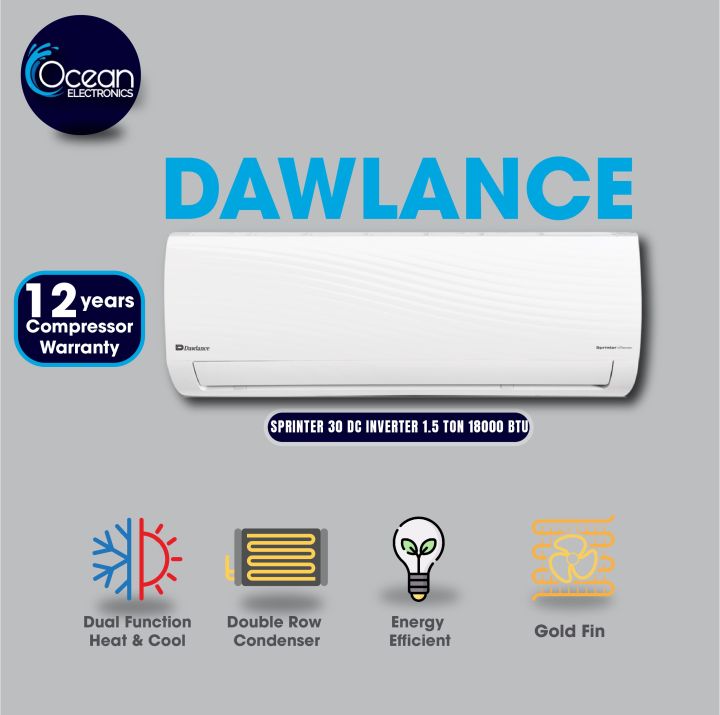 Dawlance 1.5 ton DC Inverter Air Conditioner Sprinter 30  White With 12 years warranty