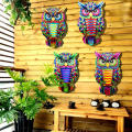 Metal Owl Sculpture Vibrant Handcrafted Hanging Ornament for Colorful Wall Decor. 