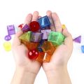 Geometric transparent building blocks,for kindergarten children Three dimensional combination Montessori teaching aids, 3D Shapes Miniature Set. 