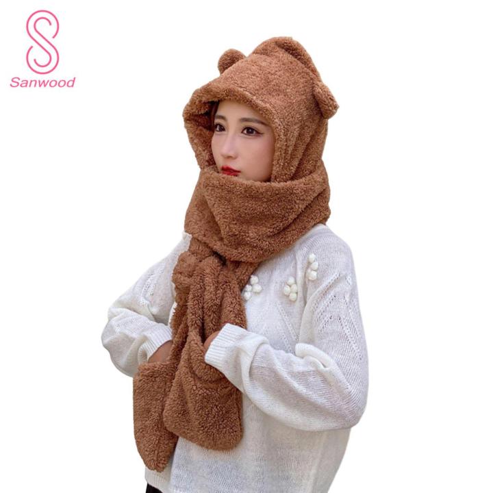 Winter Hat Breathable Winter Women Warm Cute Bear Ear Hat