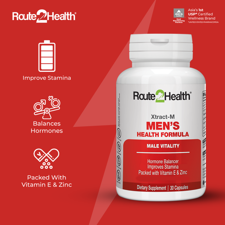Route2Health Xtract M 30 Capsules | Improve Stamina and Virility, Improves Libido & Packed with Vitamin E & Zinc