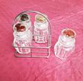 4 pieces Crystal Salt And Pepper Shakers Salt Dispenser Namak Dani with Stand. 