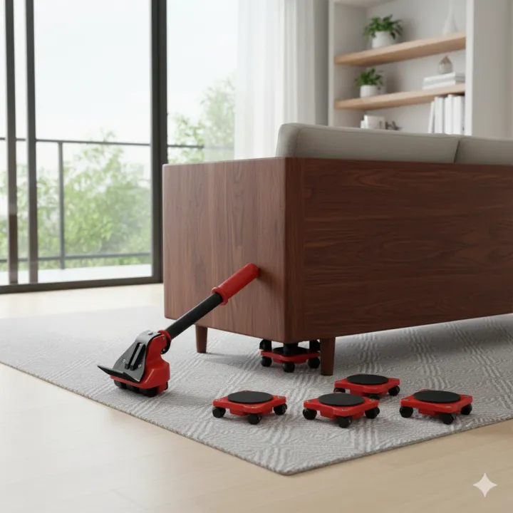 Heavy-Duty Furniture Moving Tool Set with Lifting Lever & 4 Roller ...
