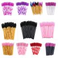 Eyebrow Mascara Wand Eyelash Spoolie Brush 50 pcs/set Wholesale Disposable Lash Wands Eyelash Extension Brush-shiny purple. 