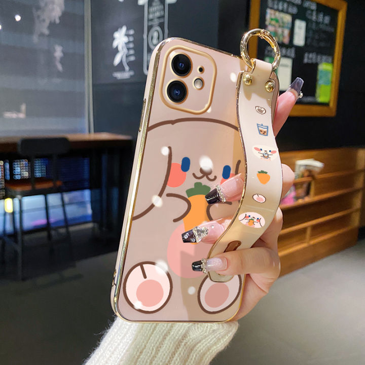 chenyyka%20For%20iPhone%2012%20Mini%20Case%20With%20Wristband%20New%20Design%20Square%20Edge%20Phone%20Case%20Cute%20Line%20Rabbit%20Pattern%20Shockproof%20Plating%20Silicone%20Casing%20Full%20Cover%20SoftCase%20Protection%20Cases%20Girl%20Women%20-%20Image%209