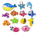 12Pcs/Set Cartoon Animal Fish Cute Fridge Magnet Whiteboard Sticker Cartoon Refrigerator  Decoration Sticker. 