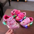 HUIYUAN Frozen flashing light shoes LED light Aisha girls light up princess shoes. 