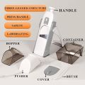 10 in 1 Mandoline Slicer Vegetable Cutter - Stainless Steel Blade Manual Potato Peeler, Carrot & Cheese Grater Dicer - Multifunctional Kitchen Tool with Hand Protector & Interchangeable Blades - Precise Slicing, Chopping, and Dicing for Onions, Potatoes,. 