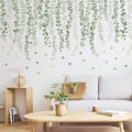 Nordic minimalist wall sticker, small fresh green leaf baseboard, top corner line, plant self-adhesive paper wallpaper. 