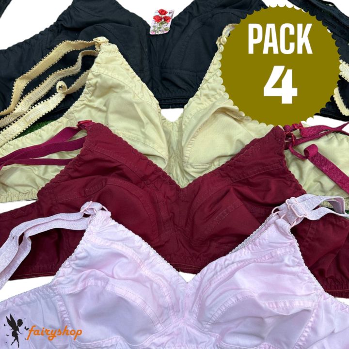 Pack of 4 Soft Touch Cotton Bra Offer a Comfortable Look - EZ4