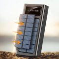 Solar Charger Solar Power Bank Portable External Battery Backup Fast Wireless Real Rated 10000mAh 4 USB Built-in Cables LED Flashlights and Carabiner for iPhone Android (Black/White). 