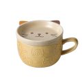 Japanese Ceramic Cartoon Cat Mug Cute Breakfast Cup Creative Coffee Cup with Lid Milk Cup Couple Water Cup. 