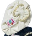 Biyu N Biyu Full Bow Pearl Work Fancy Winter Turban Cap for Baby Girls. 