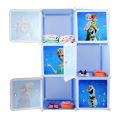 FROZEN 6 Cubic DIY (Nylone) Plastic Baby Clothes Cabinet Space Saver Organizer / Baby cupboard and Baby Hanging Wardrobe - 6 Cubes Storage Cabinet & Wardrobe For Kids With Hanging Rod. 