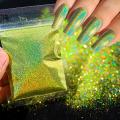 50g Laser Silver Holographic Nail Powder 0.2mm Chrome Rainbow Glitter Design Nail Art Pigment Rub Dust Fine Nail Glitter 008inch. 