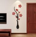 3D Vase Flower Wall Murals Wooden Wall Sticker Originality Sticker DIY Flower and Vase Wall Decal Wall Decor for Living Room Bedroom Decoration TV Wall Background Sofa Backdrop. 