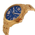 Fossil Gold Steel Bracelet Blue Dial Chronograph Watch for Women- AM4566. 